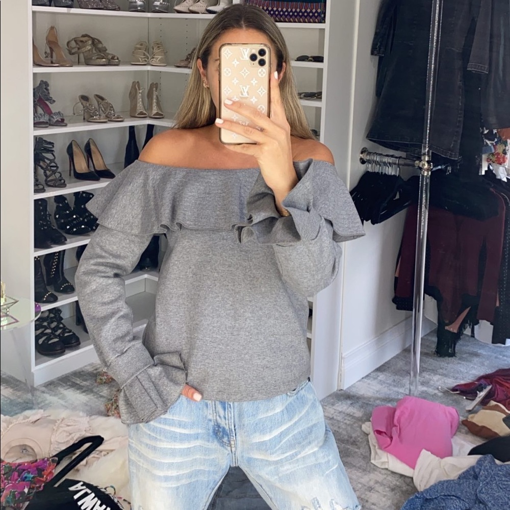 Off the Shoulder Ruffle Sweater Opening Ceremony